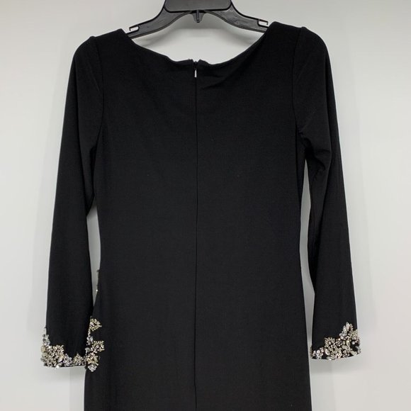 Mac Duggal Dress 41016 Black Floral Embellished Wrap Long Sleeve Gown - Picture 11 of 13